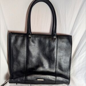 Rebecca Minkoff - Side Zip EXPANDING MAB TOTE Black Leather 13x11 Bag